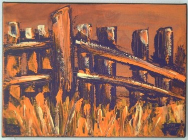 Картина под названием "fall fence" - Vcasey, Подлинное произведение искусства