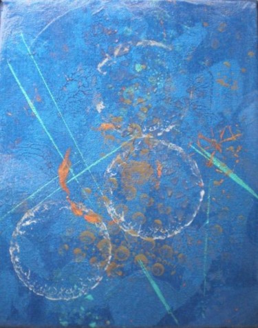 Peinture intitulée "rings on blue" par Vcasey, Œuvre d'art originale