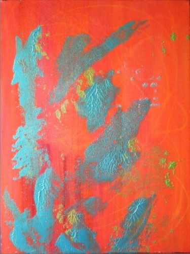 Painting titled "flora roja" by Vcasey, Original Artwork