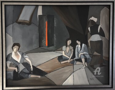 Pittura intitolato "étude des femmes d'…" da Valerie Sandrin, Opera d'arte originale, Olio Montato su Telaio per barella in…