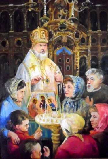 Картина под названием "В Смоленском соборе" - Vladimir Denisov, Подлинное произведение искусства