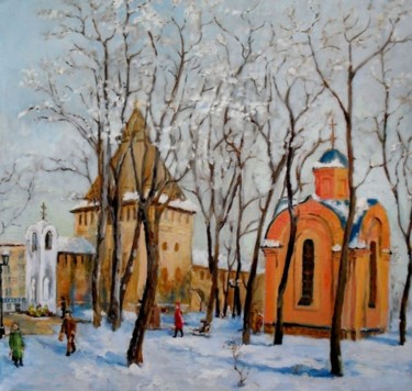 Картина под названием "Никольские ворота в…" - Vladimir Denisov, Подлинное произведение искусства