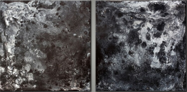 Peinture intitulée "Dark Water diptyque" par Valérie Desmet, Œuvre d'art originale, Pigments Monté sur Châssis en bois