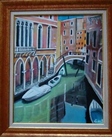 Peinture intitulée "Un canal à Venise" par Charles Van-Den-Torren, Œuvre d'art originale