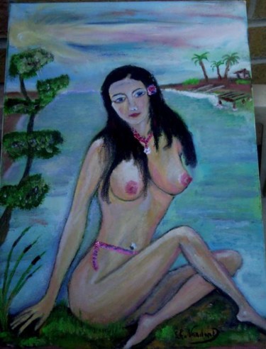 Peinture intitulée "etude de nu dans le…" par Charles Van-Den-Torren, Œuvre d'art originale