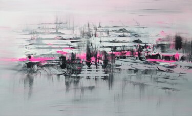 Malerei mit dem Titel "Wake up Sakura town" von Veartci, Original-Kunstwerk, Acryl Auf Holzplatte montiert