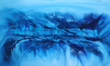 Картина под названием "Blue-lue-ue-e" - Veartci, Подлинное произведение искусства, Акрил Установлен на Деревянная панель