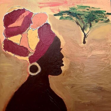 Painting titled "African woman" by Vera Milicevic, Original Artwork, Acrylic