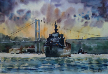 Schilderij getiteld "From the Bosphorus…" door Vedat Yildiz, Origineel Kunstwerk, Aquarel