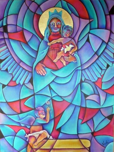 Painting titled "Virgen del Pilar" by Vedi, Original Artwork, Acrylic