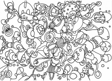 Zeichnungen mit dem Titel "ECHO weird trippy s…" von Veera Zukova, Original-Kunstwerk, Marker