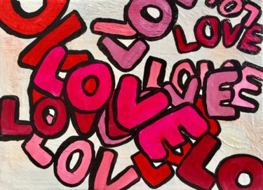 Peinture intitulée "LOVE.Amour.любовь.R…" par Veera Zukova, Œuvre d'art originale, Acrylique Monté sur Carton
