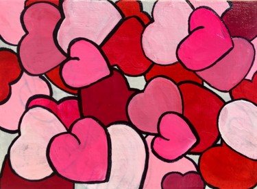 Ζωγραφική με τίτλο "Sweet hearts, pink,…" από Veera Zukova, Αυθεντικά έργα τέχνης, Ακρυλικό Τοποθετήθηκε στο Χαρτόνι