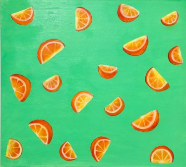 Painting titled "ORANGE, fruits, sum…" by Veera Zukova, Original Artwork, Acrylic