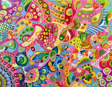 Pintura intitulada "125. Juice,  colorf…" por Veera Zukova, Obras de arte originais, Acrílico Montado em Cartão
