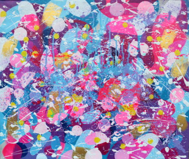 Картина под названием "131. FUR,  colorful…" - Veera Zukova, Подлинное произведение искусства, Акрил Установлен на Деревянна…