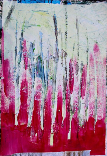 Schilderij getiteld "Forest on fire,  co…" door Veera Zukova, Origineel Kunstwerk, Acryl