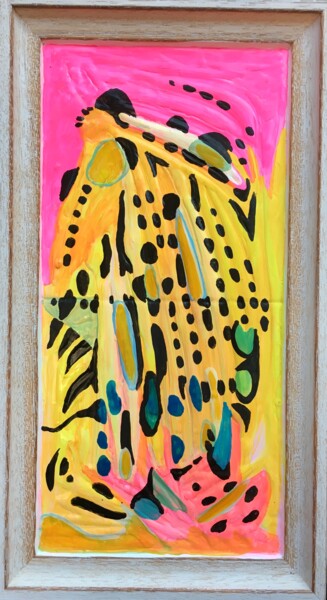 Painting titled "146. TIGER, colorfu…" by Veera Zukova, Original Artwork, Acrylic Mounted on Other rigid panel