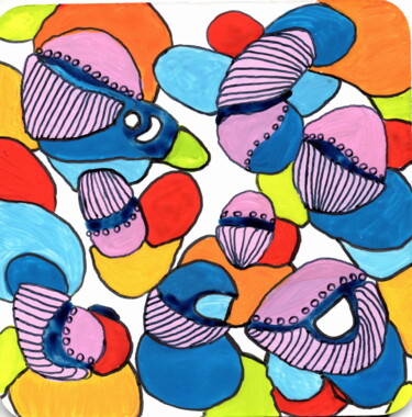 Peinture intitulée "TINY, colorful abst…" par Veera Zukova, Œuvre d'art originale, Acrylique