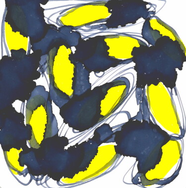 Peinture intitulée "Bumblebee. colorful…" par Veera Zukova, Œuvre d'art originale, Encre
