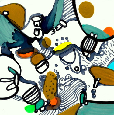 SALT. colorful abstract outlined design on my redbubble Malerei mit dem Titel "SALT. colorful abst…" von Veera Zukova, Original-Kunstwerk, Marker