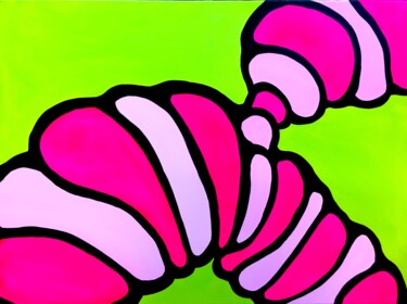 Painting titled "Croissant. More pro…" by Veera Zukova, Original Artwork, Acrylic Mounted on Wood Stretcher frame