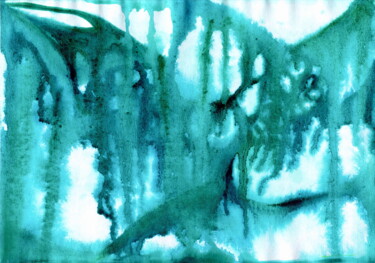 Malerei mit dem Titel "Waterfall" von Veera Zukova, Original-Kunstwerk, Aquarell