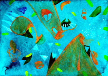 Картина под названием "Wonderful magic sky…" - Veera Zukova, Подлинное произведение искусства, Акварель