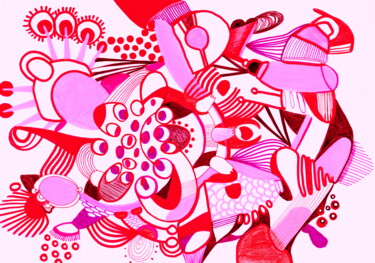 Peinture intitulée "Framboise. Raspberry" par Veera Zukova, Œuvre d'art originale, Marqueur