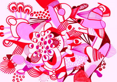 Painting titled "Framboise. Raspberry" by Veera Zukova, Original Artwork, Marker