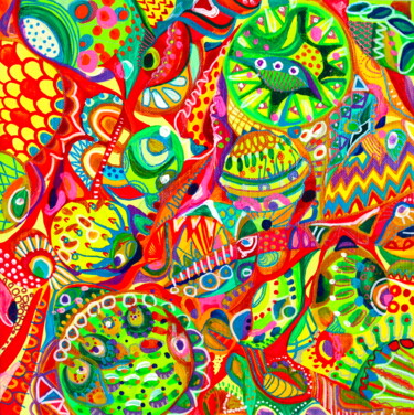 Painting titled "Psychedelic colorfu…" by Veera Zukova, Original Artwork, Acrylic