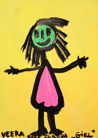 Painting titled "342. Girl" by Veera Zukova, Original Artwork, Marker Mounted on Other rigid panel