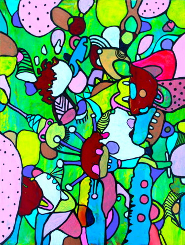 Painting titled "352. sweet colorful…" by Veera Zukova, Original Artwork, Acrylic Mounted on Other rigid panel