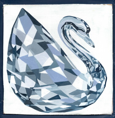 Pittura intitolato "398. Crystal swan" da Veera Zukova, Opera d'arte originale, Acrilico Montato su Altro pannello rigido