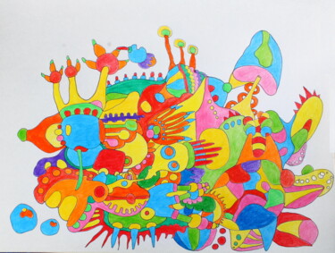 Desenho intitulada "551. Bright abstrac…" por Veera Zukova, Obras de arte originais, Lápis