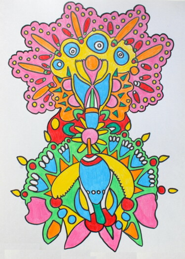 Dibujo titulada "552.Abstract colorf…" por Veera Zukova, Obra de arte original, Lápiz
