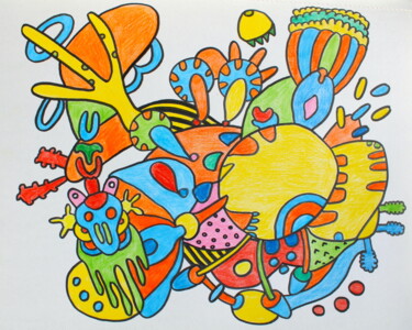 Dessin intitulée "553. Colorful Abstr…" par Veera Zukova, Œuvre d'art originale, Crayon