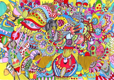 Dessin intitulée "607. Colorful sensa…" par Veera Zukova, Œuvre d'art originale, Crayon