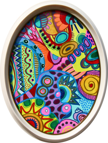 Malerei mit dem Titel "611. oval shaped up…" von Veera Zukova, Original-Kunstwerk, Acryl Auf Karton montiert
