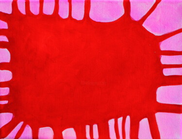 Painting titled "256. Red Tiger Jump…" by Veera Zukova, Original Artwork, Acrylic Mounted on Wood Stretcher frame