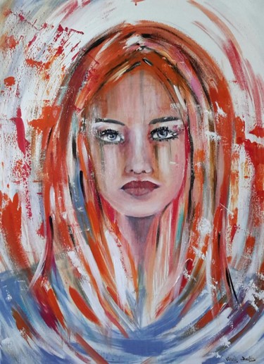 Painting titled "Fire" by Veerle Defer, Original Artwork, Acrylic