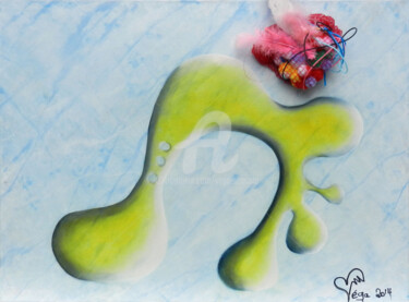 Painting titled "Coeur brisé" by Véga Vénusie, Original Artwork, Acrylic