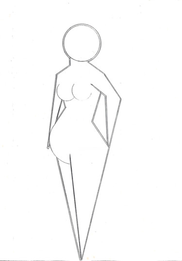 Dessin intitulée "Femme enceinte" par Vegeto, Œuvre d'art originale, Encre