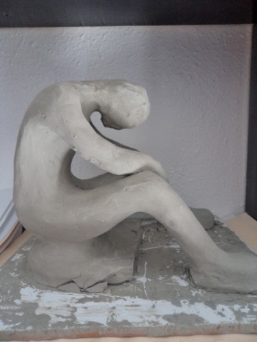 Sculpture intitulée "Penseur" par Vegeto, Œuvre d'art originale, Argile