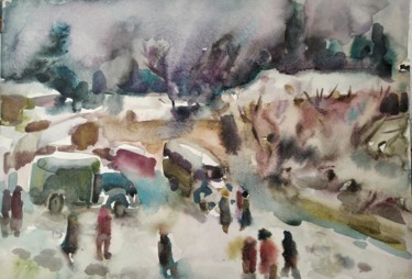 Картина под названием "Зима юга" - Вячеслав Карелин, Подлинное произведение искусства, Акварель