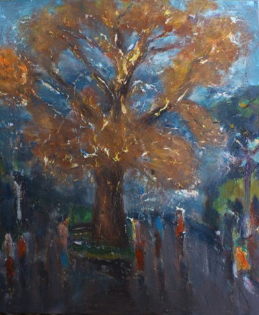 Картина под названием "Осень. Большой плат…" - Вячеслав Карелин, Подлинное произведение искусства, Масло