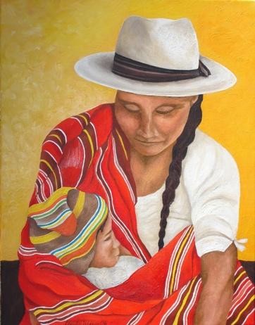 Painting titled "Mother Hood" by Claudia Velasco, Original Artwork
