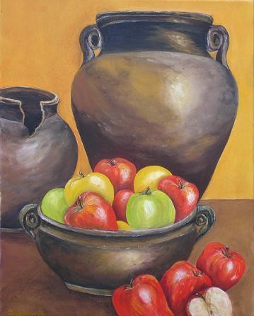 Painting titled "Autumn Apples" by Claudia Velasco, Original Artwork