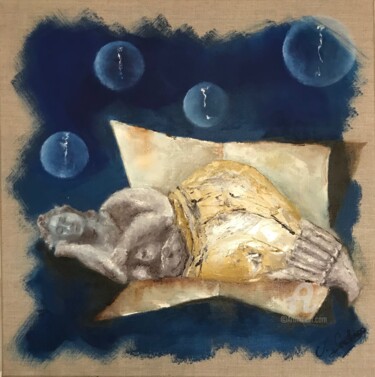 Peinture intitulée "Dame endormie à la…" par Velec, Œuvre d'art originale, Huile