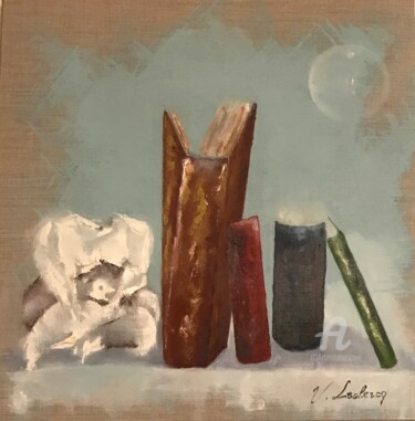 Painting titled "Vénus aux livres" by Velec, Original Artwork, Oil